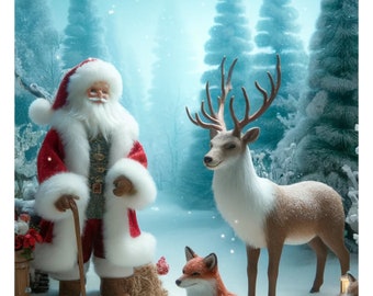 Santa, Reindeer, Fox Rice Paper - Christmas Decoupage (A4)