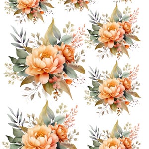 Flores de color naranja pastel, papel de arroz para decoupage, materiales para técnicas mixtas, diario artístico, papel para hacer tarjetas, papel para decoupage floral, proyecto de arte