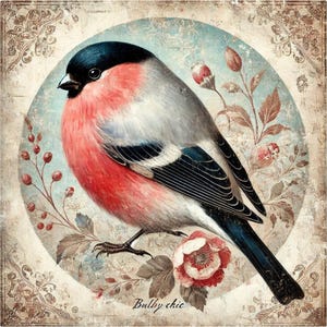 Pájaro camachuelo, papel de arroz para decoupage y manualidades, álbum de recortes, diario basura, papel de arte, estilo Shabby Chic, papel de arroz único para decoupage