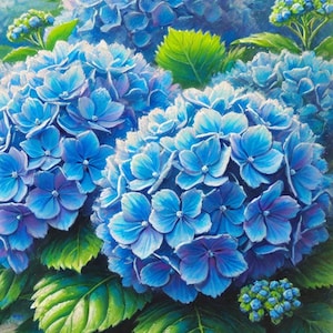 Papel de arroz con flores de hortensia azul: papel para decoupage A4