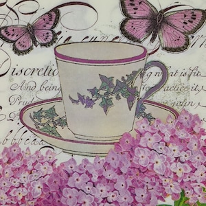 Servilletas de papel con diseño de hortensias para taza de té: decoupage, collage y diario (4 unidades)