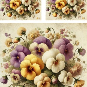 Papel de arroz para decoupage, papel de arroz Shabby Chic con pensamientos, papel para decoupage con ramo de pensamientos, hoja A4 con pensamientos para decoupage, flor de pensamiento, n.º 4274