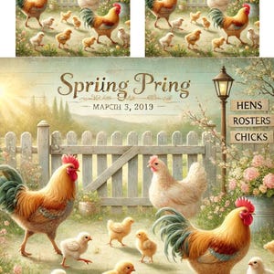 Papel de arroz de granja, gallo y gallinas en estilo shabby chic, papel para decoupage de primavera tamaño A4, suministros para manualidades de estilo rústico vintage