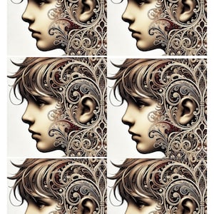 Steampunk Boy Face Profile: Gothic Collage Rice Paper (A4)