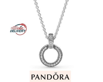 PANDORA Double Circle Pendant & Necklace Upgrade Your Look Effortlessly with Popular Swinging Circle Necklace Affordable and 45cm Chain