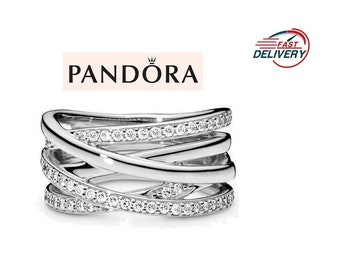 Sparkling & Polished Lines Ring, Pandora Sterling Silver Ring, Unique Ring, Clear Cubic Zirconia Ring, Sparkling Ring, Gift For Women, S925