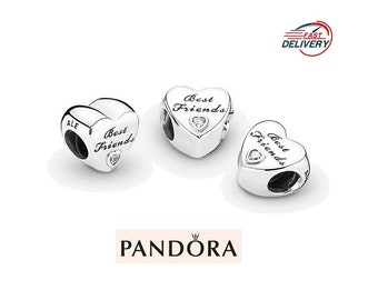 Pandora Moments Best Friends Charm Bracelet, Sterling Silver Heart Charm For Bracelet, Silver Pendant, Gift For Best Friend,Stamped S925 ALE