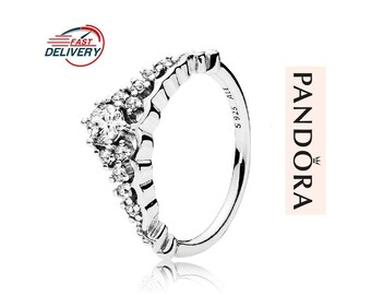 Pandora Fairytale Tiara Ring, Sterling Silver Women Ring, Clear Cubic Zirconia Ring, Silver Women Jewellery, Gift For Her, S925 ALE, UK