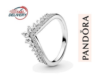 Princess Wishbone Ring, Pandora Silver Sparkling CZ Ring, Beautiful Unique Ring For Women, Crown Ring, Silver Jewellery, Best Gift For Her