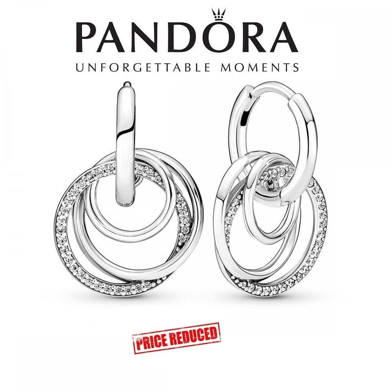 Pandora Family Always Encircled Hoop Earrings, Sterling Silver Earrings, Unique Earrings, Everyday Silver Jewellery For Women, S925 ALE UK image 1