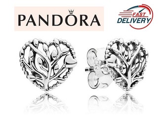 Pandora Family Tree Heart Stud Earrings, Sterling Silver Love Earrings, Clear Cubic Zirconia Everyday Earrings, Gift For Women, S925 ALE, UK
