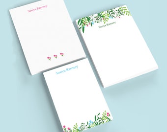 60 Cards | Greenery Flat Note Card Collection | Personalized Stationery Gift Set | Stationery for Women