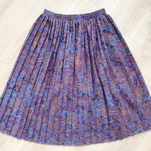 XL Vintage Pleated Plus Size Paisley Soft Schoolgirl Skater Romantic Purple Skirt