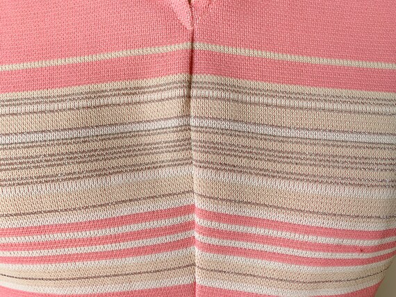 Vintage Pink 60s 70s Mod Dress Striped Silver Go-… - image 3