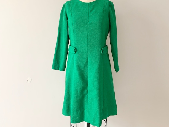 Darling kelly green 60s mod party mini dress sz small festive holiday boucle dress Darling kelly green 60s mod party mini dress sz small festive holiday boucle dress