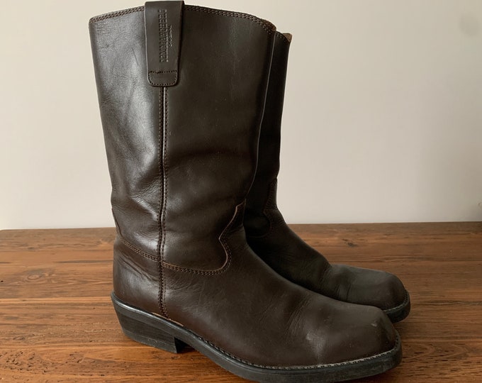 Commanchero Dark Brown Leather Cowboy Biker Boots Western Boots Mens Sz ...