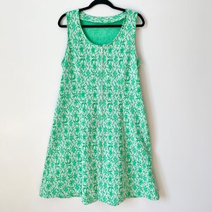 Vintage Plus Size 60s Bright Green Sleeveless Volup Summer Mod A-Line Dress with Front Zipper Sz L XL image 4