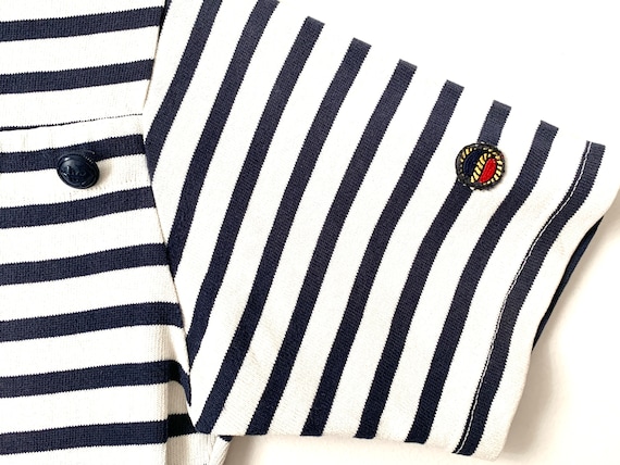 Busnel Vintage Striped Navy Knit Mini Dress Nauti… - image 2