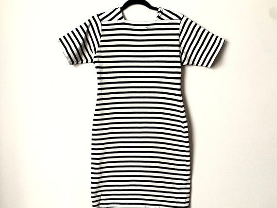 Busnel Vintage Striped Navy Knit Mini Dress Nauti… - image 6