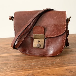 Women Vintage Genuine Brown Leather Crossbody Shoulder Bag Purse Saddle Pouch