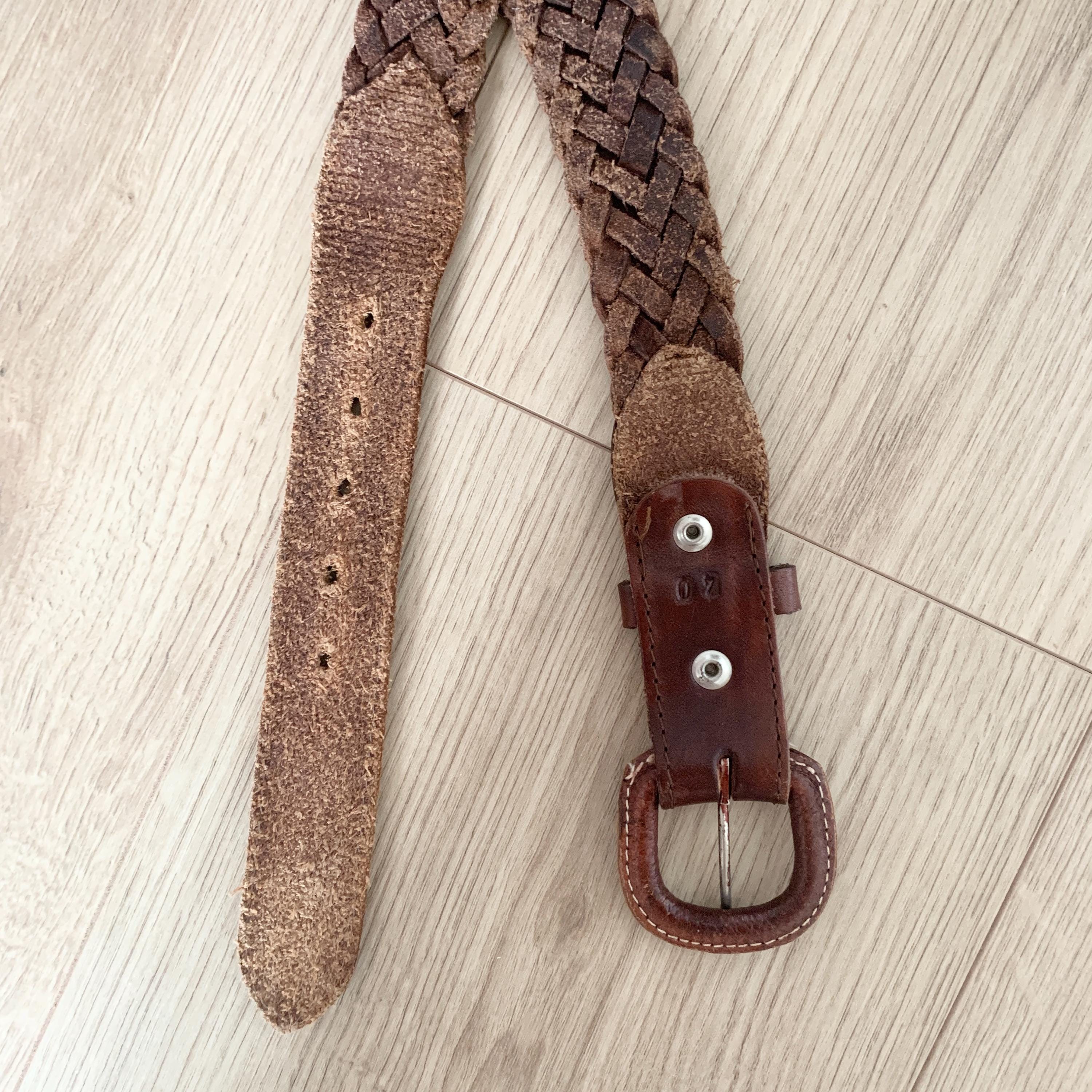 Vintage Woven Leather Belt: Brown Braided Western Boho  display picture 1