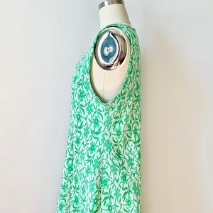 Vintage Plus Size 60s Bright Green Sleeveless Volup Summer Mod A-Line Dress with Front Zipper Sz L XL image 2