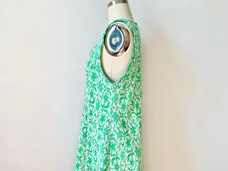 Vintage Plus Size 60s Bright Green Sleeveless Volup Summer Mod A-Line Dress with Front Zipper Sz L XL image 2