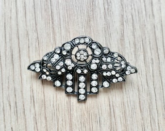 Broche Ancienne Art Déco Avec Strass (vintage, Très Bon état)