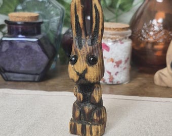 Handmade Whittled Wooden Rabbit