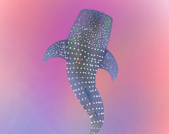 Celestial/starry whale shark swimming up digital download - digital art/painting