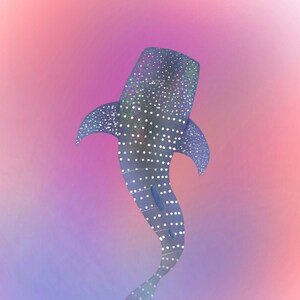 Celestial/starry whale shark swimming up digital download - digital art/painting