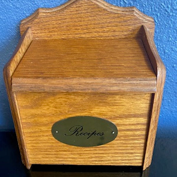 Vintage 1960s Hanging Wooden Recipe Box-Great for Kitchen or Bar Recipes