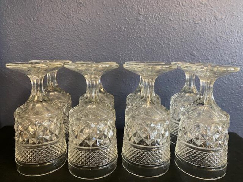 Beautiful & Unique 9-piece Vintage Cut Glass Diamond Pattern Decanter ...