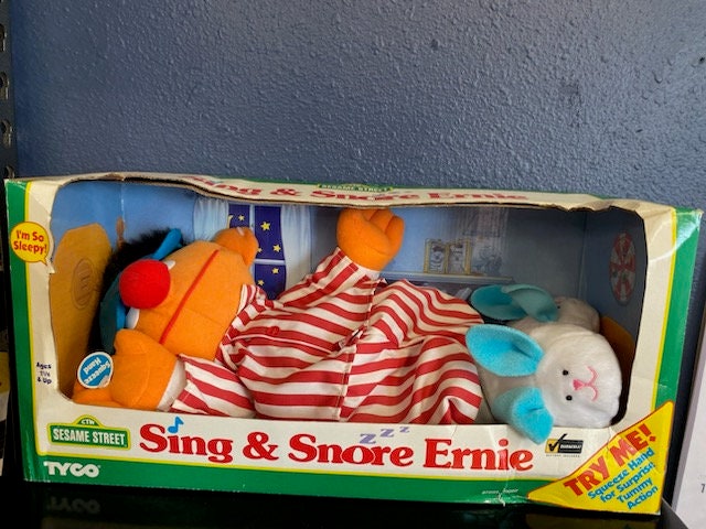 Vintage 1996 Tyco Sesame Street Sleep And Snore Ernie Talking & Singing Doll