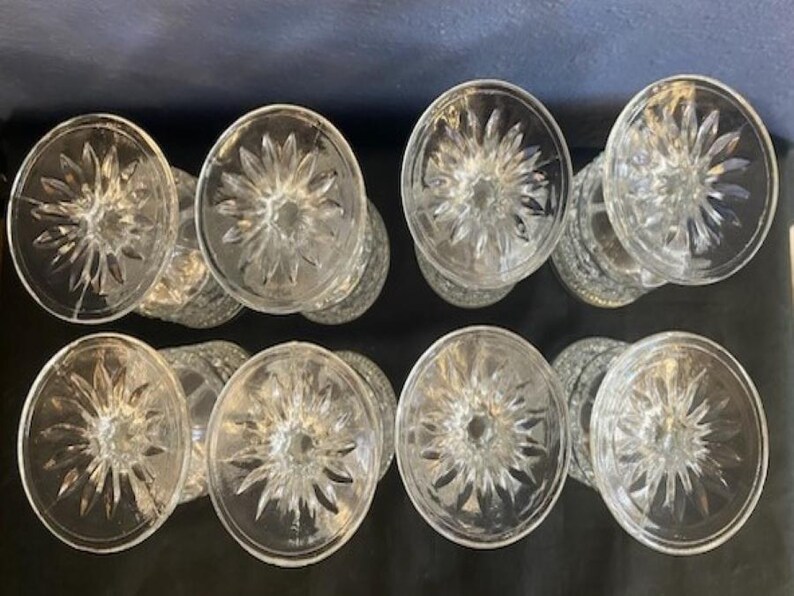Beautiful & Unique 9-piece Vintage Cut Glass Diamond Pattern Decanter ...