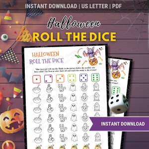 Fun Halloween Roll the Dice Game, Halloween Roll & Race Game, Candy Dice Game, Group Halloween Party Games, Halloween Games for Kids School
