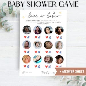 Funny Baby Shower Love or Labor Game | Fun Minimalist Baby Shower Game - Hilarious Game with Answer Sheet | Fun Gender Reveal Party Game