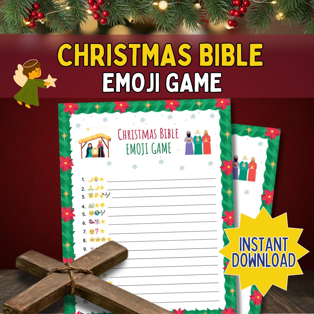 Christmas Bible Nativity Emoji Trivia Game for Kids & Adults, Fun Bible ...
