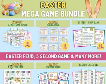 MEGA Easter Game Bundle, Printable Easter Games For Kids and Adults, Easter Party Games, Easter Quiz Family Games, Easter Classroom Bundle