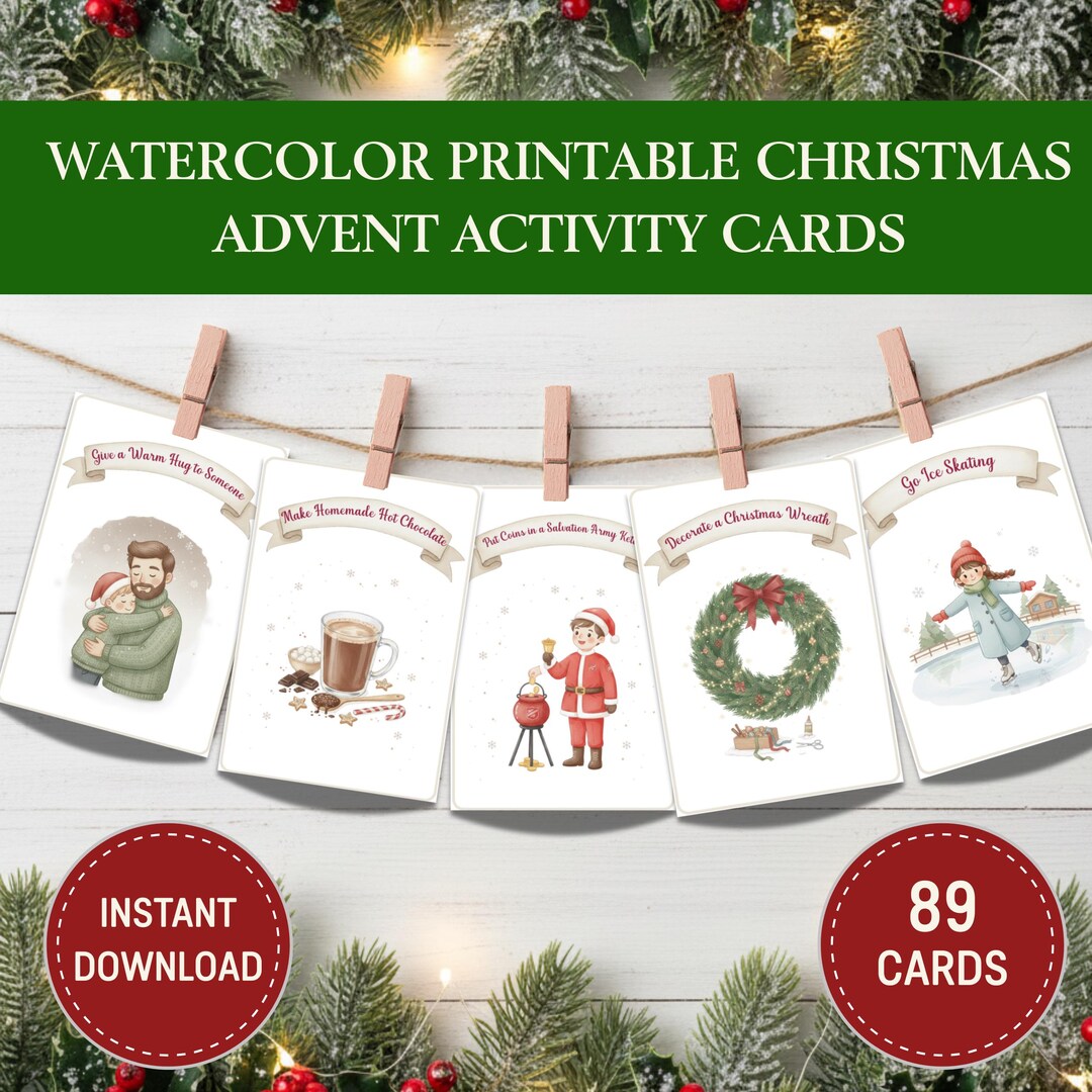 85+ Printable Advent Calendar Activity Cards for Kids & Family, Family ...