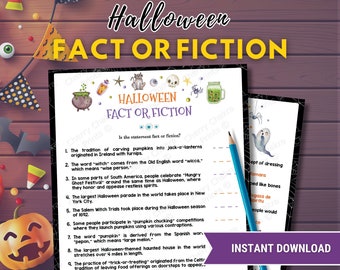 Halloween Fact or Fiction - The Fun Group Party Game of Halloween Trivia, Hallows Eve Zoom Pub Quiz Questions, True or False Question Cards