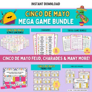 MEGA Cinco de Mayo Game Bundle, Printable Fiesta Games For Kids and Adults, Cinco de Mayo Party Games, Fun Fiesta Mexican Party Family Games