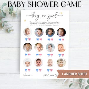Funny Baby Shower Boy or Girl Game | Fun Minimalist Baby Shower Game - Hilarious Game with Answer Sheet | Fun Gender Reveal Party Game