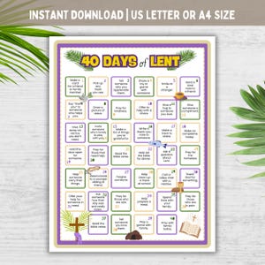 40 Days Lent Countdown Calendar, 40 Days of Prayer Lent, Kids Lenten ...