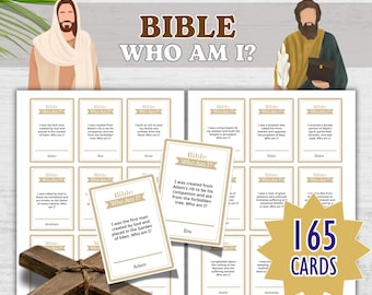 Bible Who Am I? Trivia Cards | Printable Christian Party Game for Kids, Teens & Adults | Fun New and Old Testament Church Activity, Seminary
