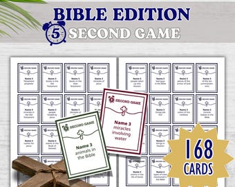 Christian 5-Second Bible Game | Fun Printable Bible Trivia for Kids & Adults | Fun Church, Sunday School, Party Game, Youth Group Activity