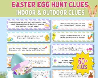 Fun Easter Egg Hunt Scavenger Hunt Clue Cards | Fun Indoor and Outdoor Printable Easter Egg Hunt Clues | Easter Printable Activity and Game