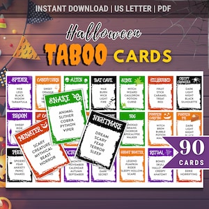 Halloween Forbidden Words Game - Lustiges Halloween Party Gruppenspiel, Halloween Gruppenaktivitäten, Halloween Familienwort Spielkarten, 31.Oktober 2019