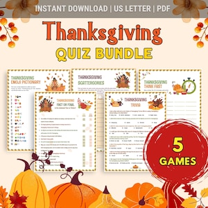 Thanksgiving Trivia Game Bundle, Turkey Trivia, Thanksgiving Printable Games, Thanksgiving Trivia Questions, Thanksgiving Trivia for adults