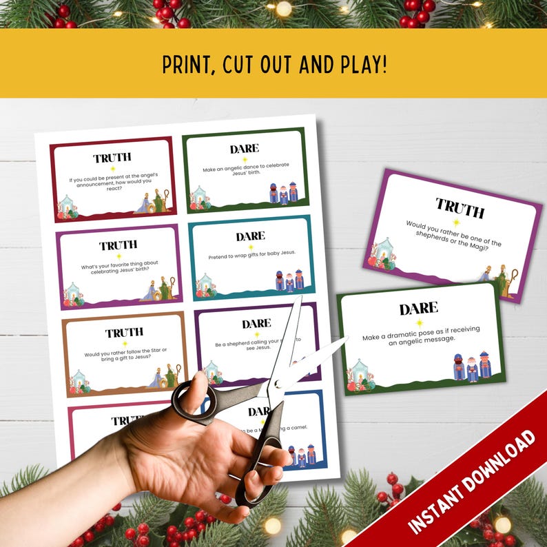 Christmas Bible Truth or Dare Game, Printable Christian Christmas ...